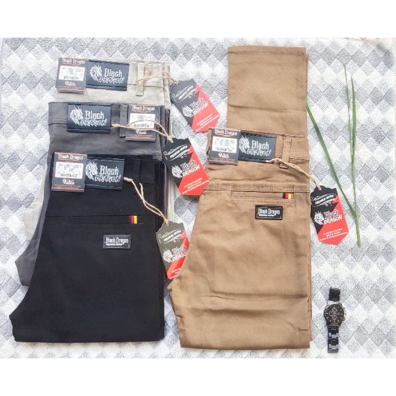 CELANA PANJANG PRIA CHINO SUPER PREMIUM 100% REAL PICTURE BLACK DRAGON