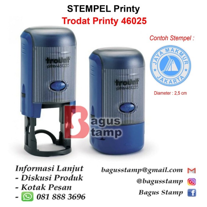 

Letter Stempel Otomatis / Self Ink Trodat Bulat 46025 Custom Text 2,5 Cm