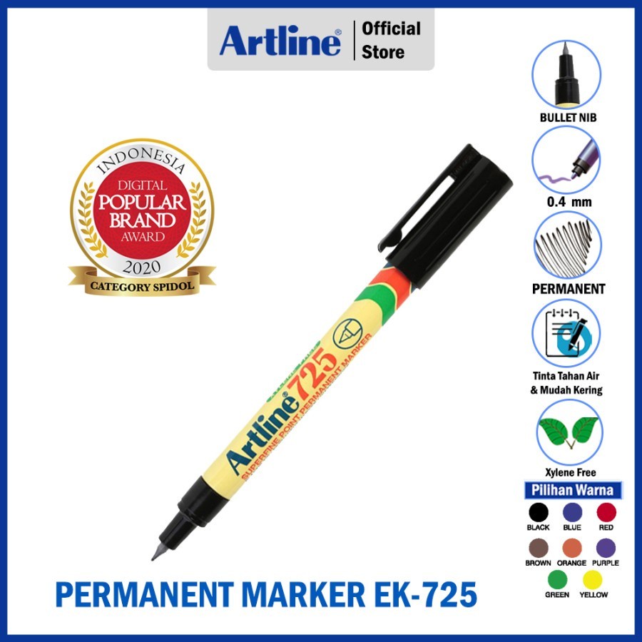 

SPIDOL ARTLINE PERMANENT POCKET CLIP MARKER EK-725 (1PCS) +++