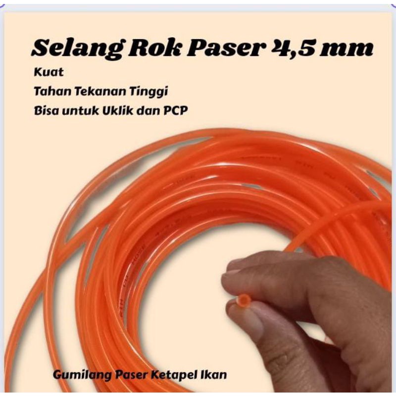 BERKUALITAS selang PU bahan rok paser uklik 4,5 mm 1 meter kuat tahan tekanan tinggi