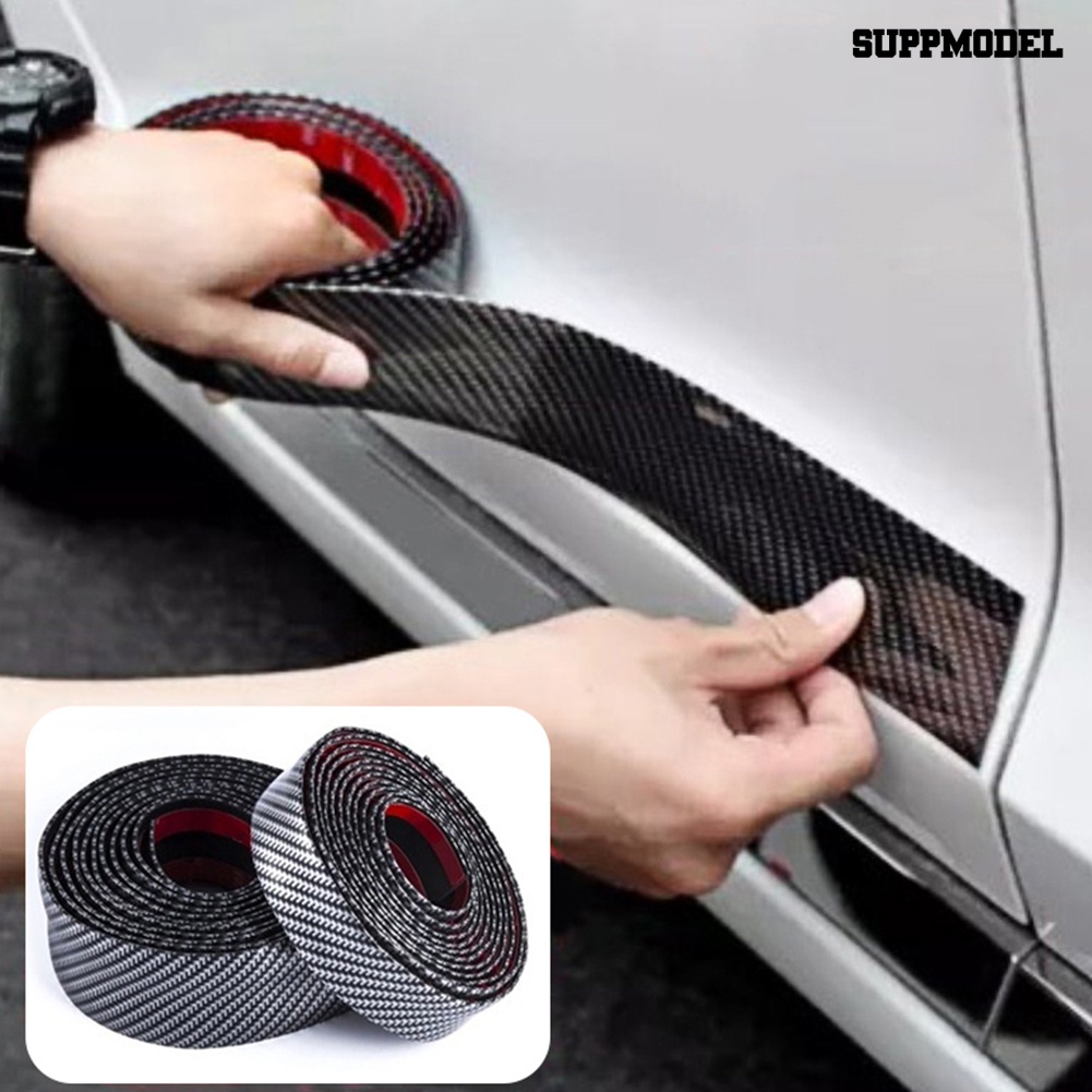 Sm - Stiker Strip Karet Pelindung Trim Pintu Mobil Motif Carbon Fiber
