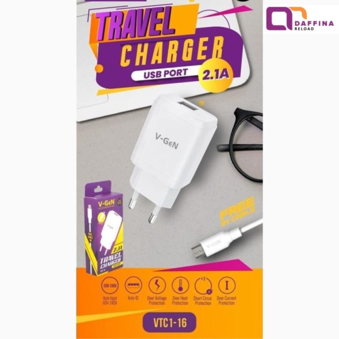 VGEN V-GeN VTC1-16 2.1A Travel Adapter Charger Resmi