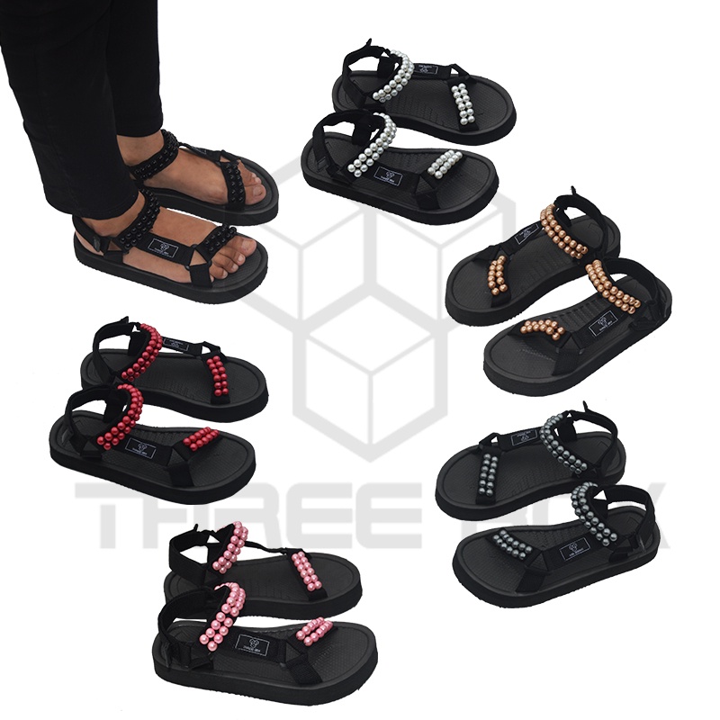 THREE BOX - Sandal Gunung Platform Tali Mutiara Massive MT Wanita Traveling Hiking Outdoor Medium Jumbo ORIGINAL READY STOCK