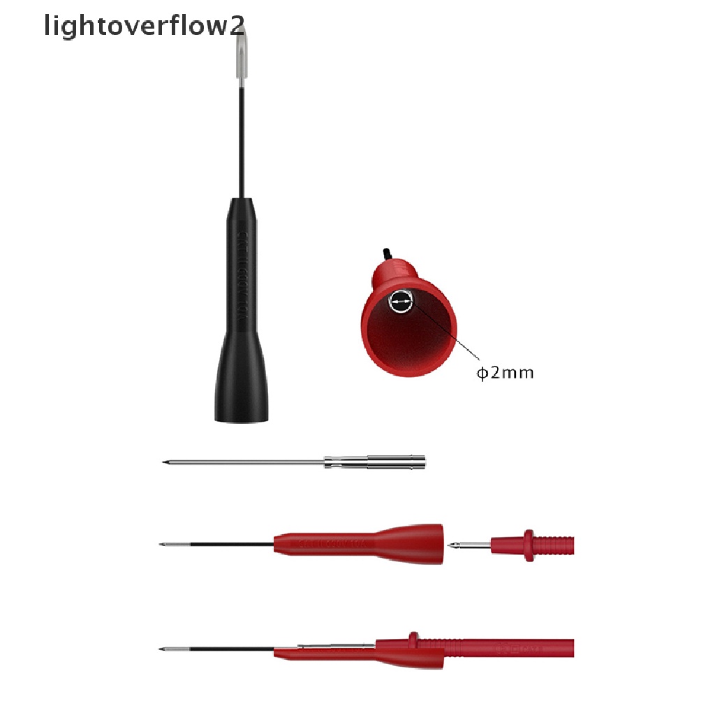 (lightoverflow2) 2pcs / Set Alat Tes Probe Multimeter Non Destruktif Dengan Pin Insulasi