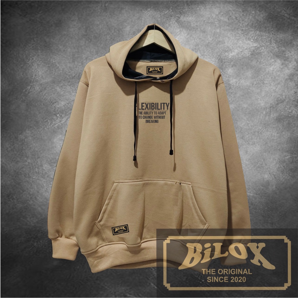 hoodie cowok oversize korean warna hitam BILOX TULISAN FLEXIBLE sablon gold awiter pria distro original murah sweater oversize pria distro hitam hoodie pria distro original brand tebal keren jamper pria hoodie pria distro premium BILOX