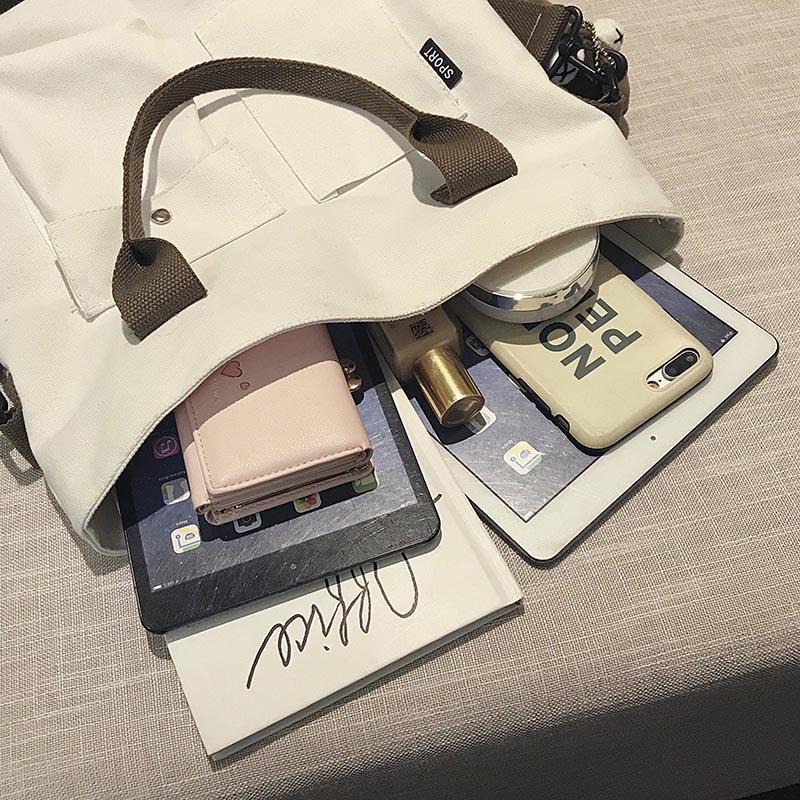 ₪❖∏Sera tas kanvas besar tas wanita baru 2022 versi Korea dari kelas siswa tas jinjing portabel tas bahu tas kurir pasang