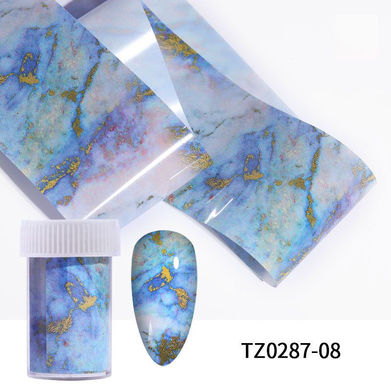 (1 Lembar) Stiker Kuku Foil Holografik Motif Marmer 3d Transfer Air Untuk Nail Art