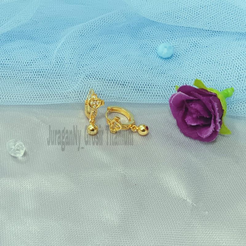ANTING SALIB MATA BERLIAN PERHIASAN TITANIUM  MEWAH ANTI KARAT&amp;ANTI LUNTUR