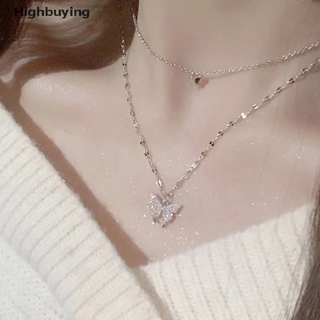 Kalung Rantai Wanita Model Lapis Ganda Bentuk Kupu-Kupu Untuk Hadiah Pernikahan Glory