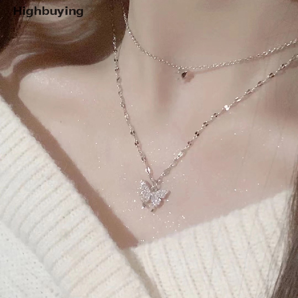 Kalung Rantai Wanita Model Lapis Ganda Bentuk Kupu-Kupu Untuk Hadiah Pernikahan Glory