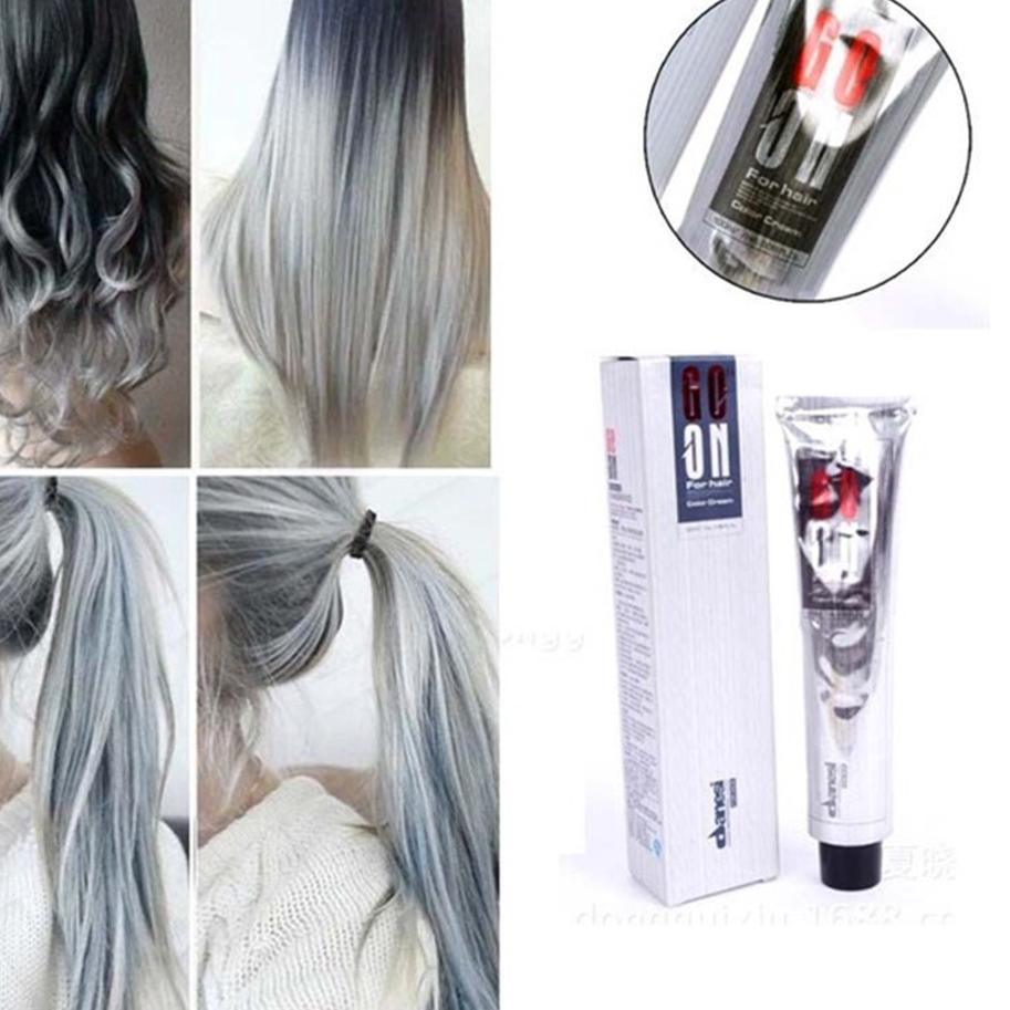 Best - 100ml Krim Pewarna Rambut Permanen Natural Warna Abu-Abu Muda - Cat Rambut Abu Abu Grey HAIR 