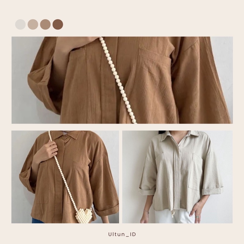 Selena Blouse Kemeja Polo Linen Oversize