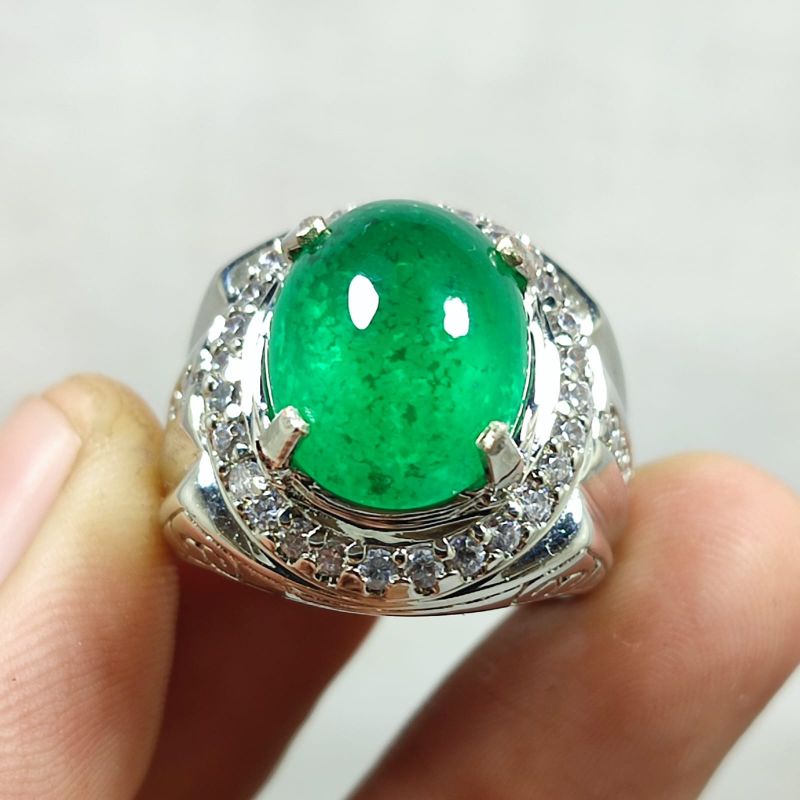 CINCIN BATU ZAMRUD MODEL OVAL SIAP PAKAI, BATU CINCIN ZAMRUD COLOMBIA CHATAM, CINCIN PERMATA, BATU Z