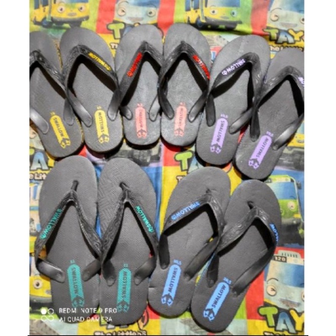 KHUSUS GROSIR isi 6 pasang sandal Swallow Black Mo2 Seri Dewasa