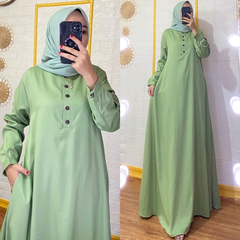 Dress Aisyah, Bahan shakila premium, all size ld 110 Pb 140 fit to XL