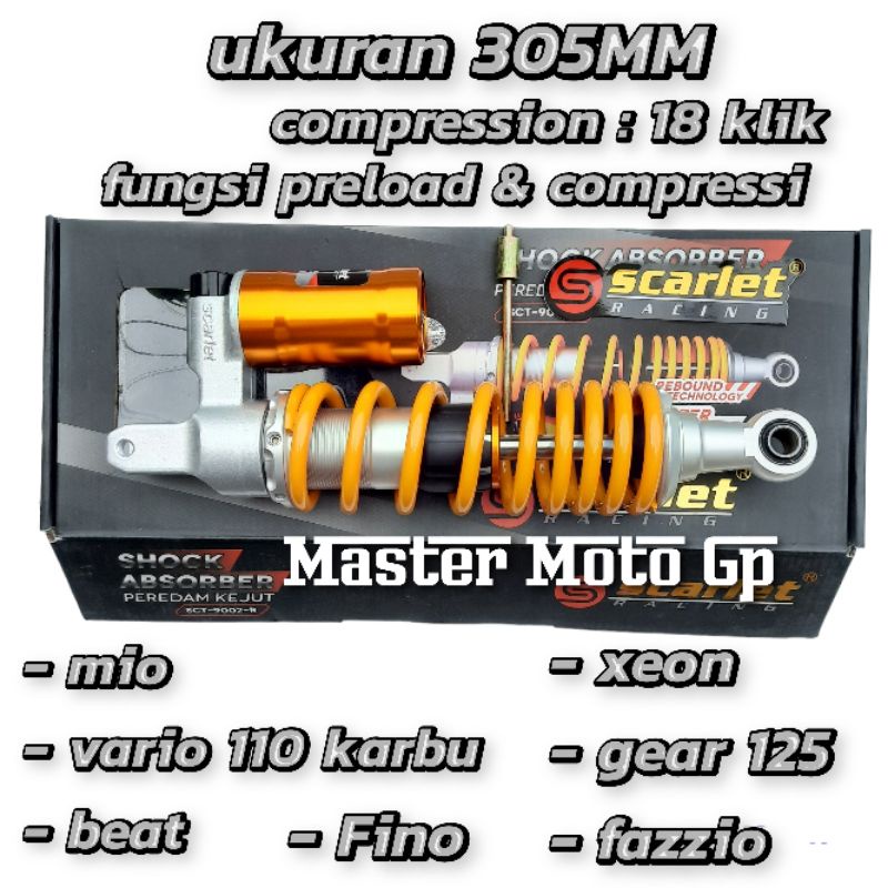 shock breaker scarlet Original Shock absorber Predam kejut SCT-9002-R shock belakang matic fazzio Gear125 fino scoopy mio beat vario xeon