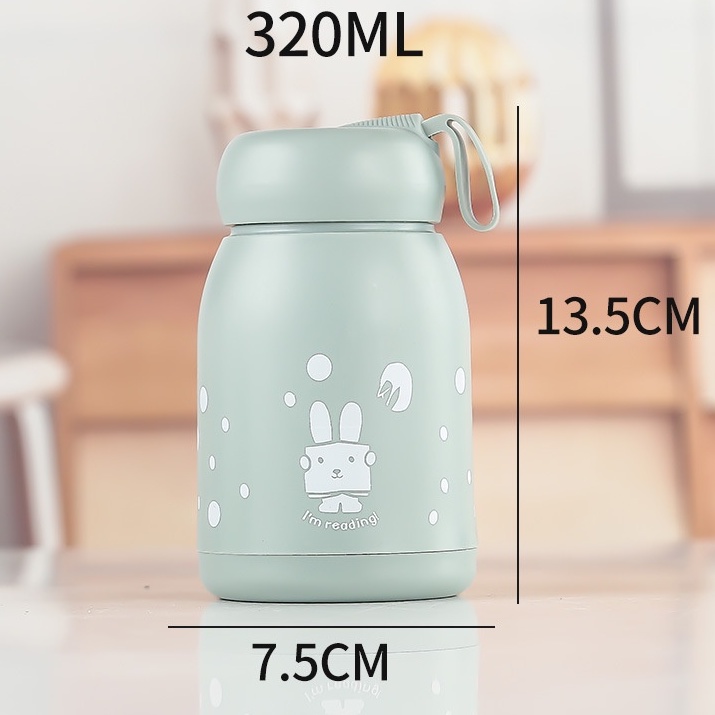 Botol Minum Kaca Bening Kelinci Imut 330ml BTL-NICE