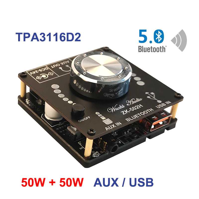 Wuzhi Audio Bluetooth 5.0 Amplifier 2.0 2x50W TPA3116D2 - 502H ( Al-Yusi )