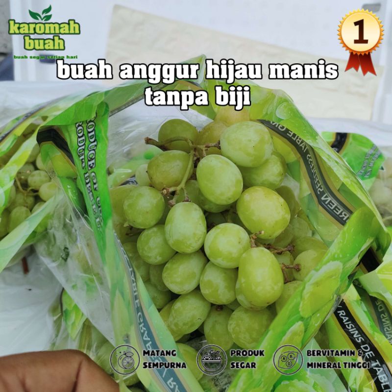 

buah anggur hijau manis tanpa biji 1KG & 500GRAM ( ANGGUR HIJAU SEEDLES )