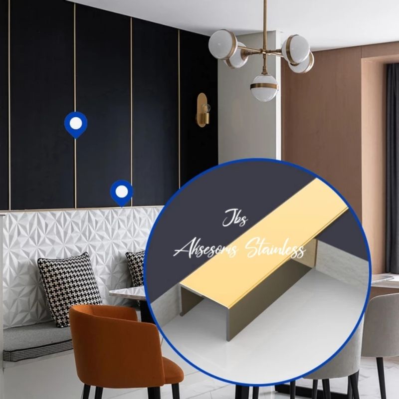 LIST U MIRROR GOLD 10×10×10×3.050MM T. 0,8MM STAINLESS STEEL