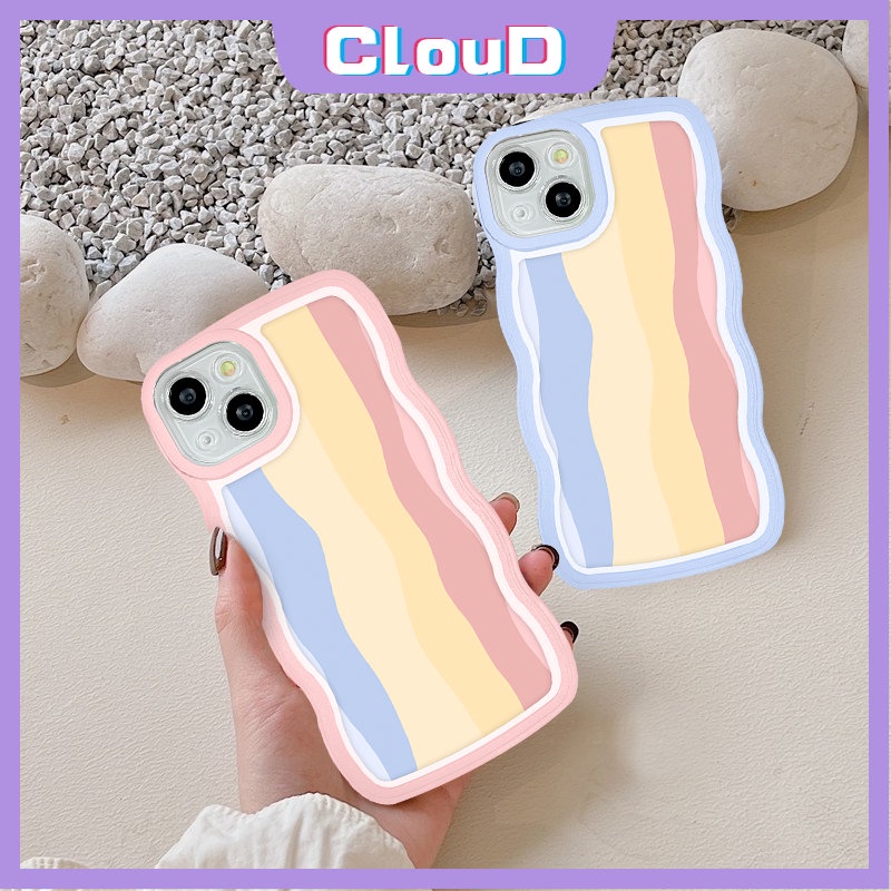 Casing Vivo Y16 Y22 Y21 V23E Y12i V25E V20 V21 Y35 Y17 Y21s Y12s Y91C Y15 Y91 Y33T Y15s Y12 Y11 Y11s Y21A Y75 Y93 Y15A Y20 Y30 Y21T Y01 Y20s Y50 Y33s Wavy Edge Rainbow Soft Cover