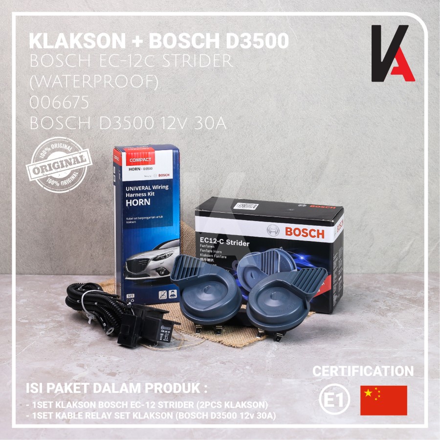 KLAKSON MOBIL MOTOR BOSCH STRIDER EC-12C WATERPROOF DENGAN KABEL RELAY D3500