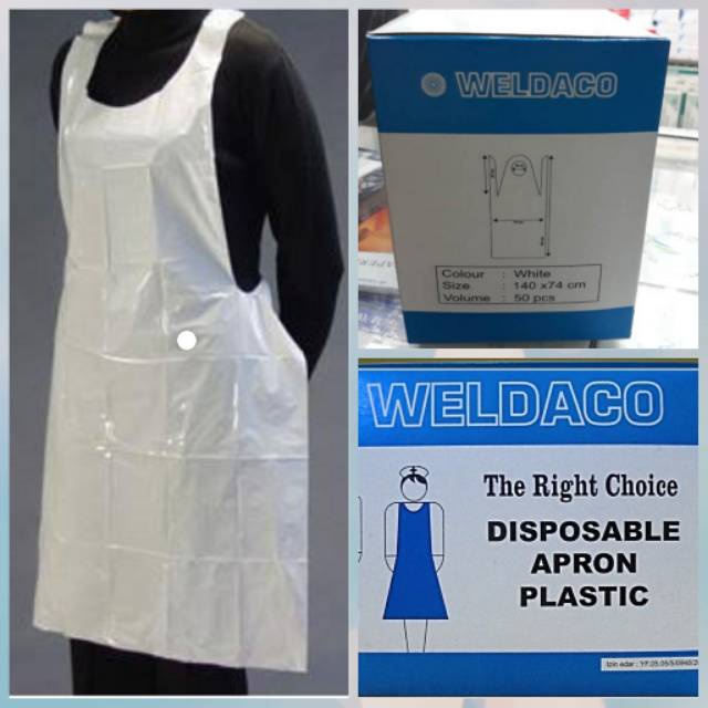 Apron Plastik Disposable, Celemek Plastik Disposable WELDACO isi 50