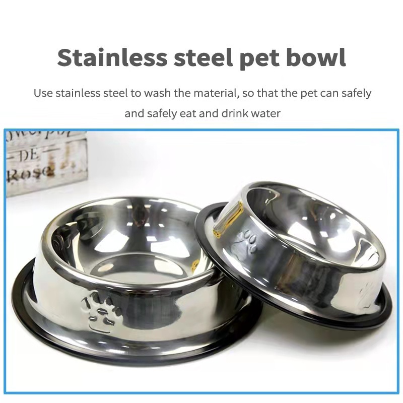 Mangkok STAINLESS KARET Wadah Tempat Makan Kucing Anjing Pet Bowl Hewan Mangkuk Piring Makanan Royal Pet Feeder Canin Pakan Cat Dog Anti Slip Selip