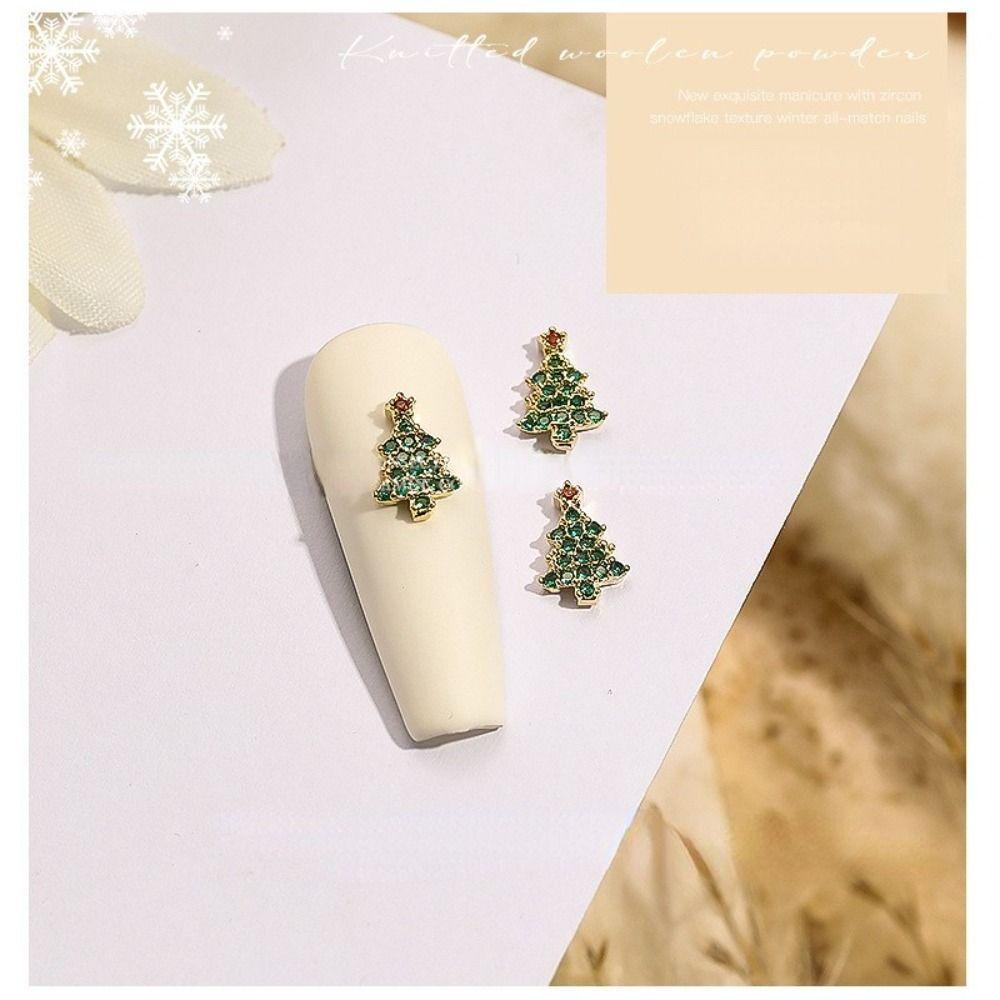 AUGUSTINA Agustina Christmast Nail Charms Wanita Zirkon Desain Kuku Manikur Aksesoris DIY Bahan Bagian Kuku Nail Rhinestones