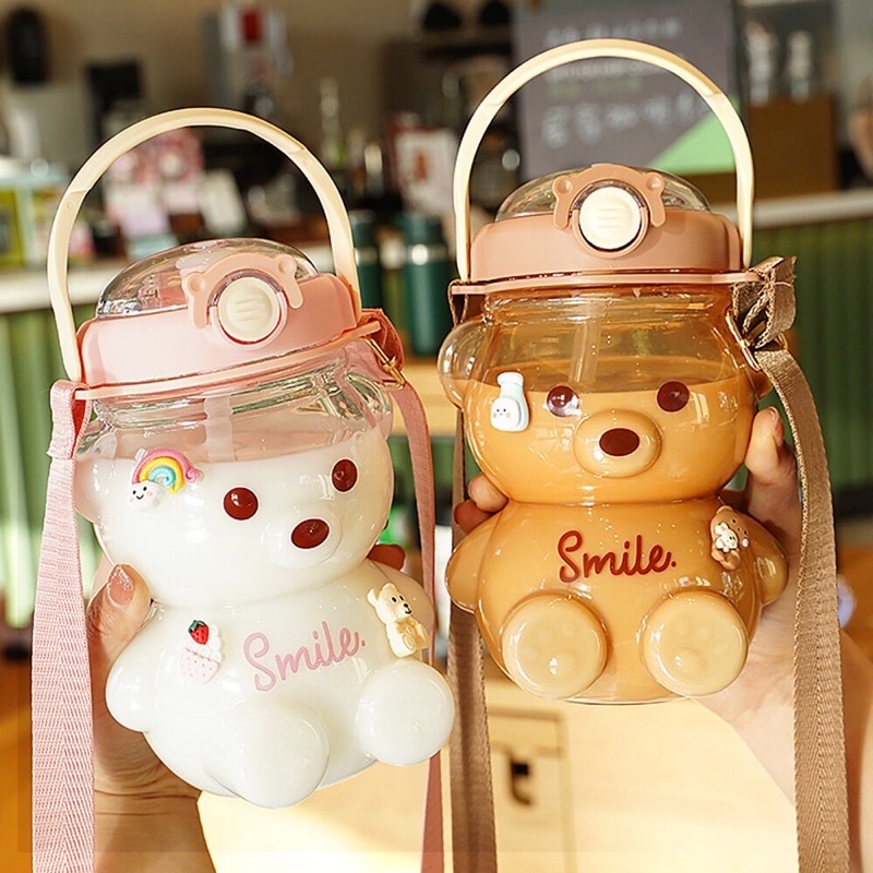 Botol Minum Anak Bear Beruang Smile Viral Karakter Lucu Bening Transparan