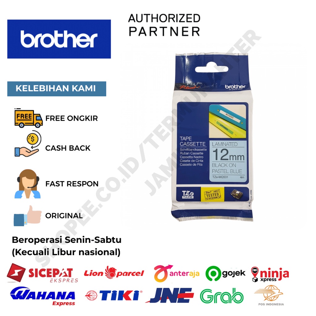 

BROTHER LABEL TAPE TZE-MQ531 12MM X 4M BLACK ON PASTEL BLUE CATRIDGE