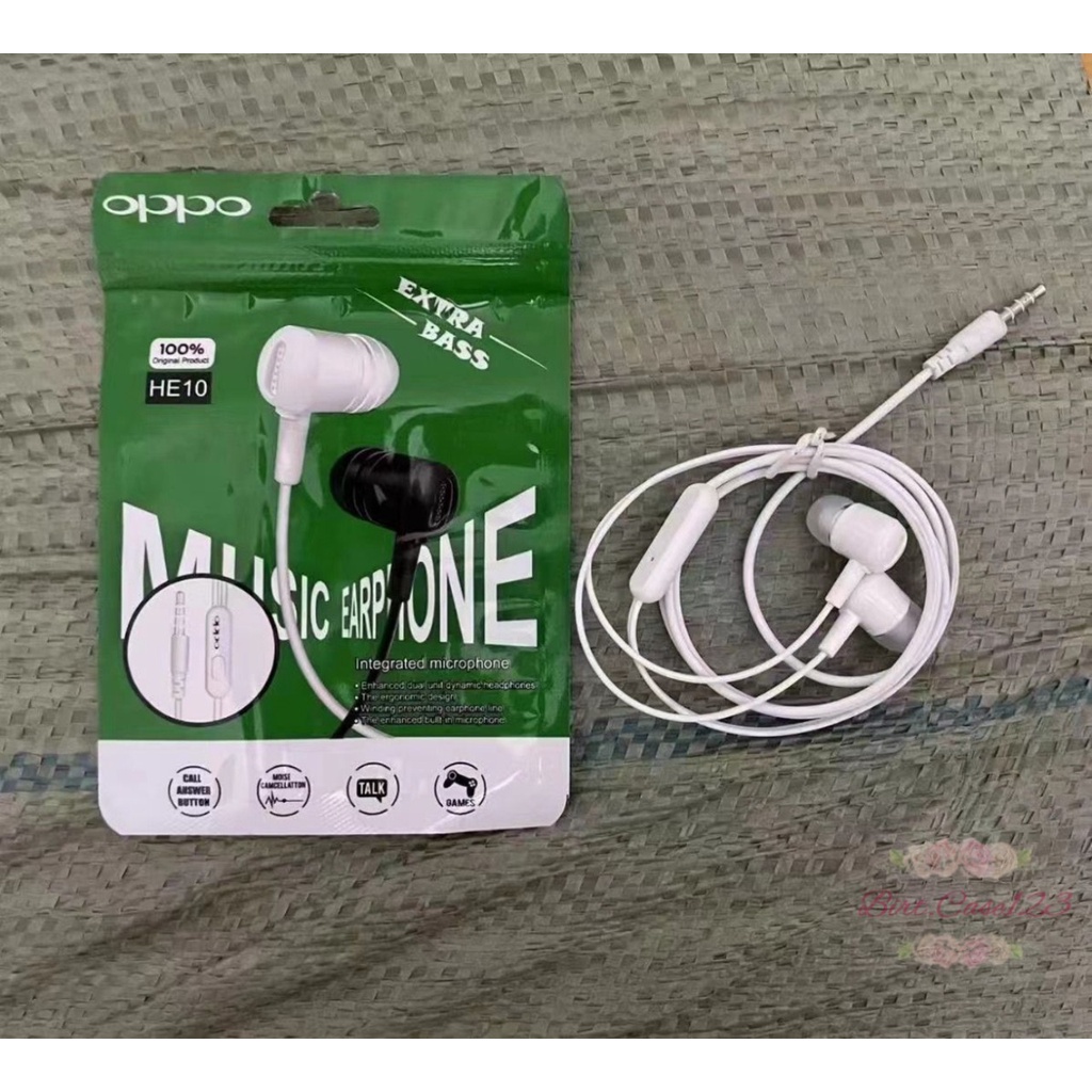 Hf Headset earphone headsfree brand HE10 extra BASS oppo Samsung vivo xiaomi realme + MIC bisa telepon an suaranya mantap BC6688