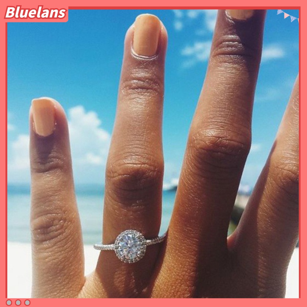 Bluelans Fashion Women Round Rhinestone Finger Ring Wedding Engagement Party Jewelry