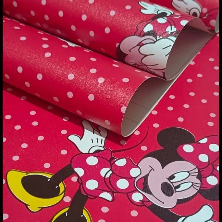 WALLPAPER STIKER DINDING MICKEY MOUSE DASAR MERAH