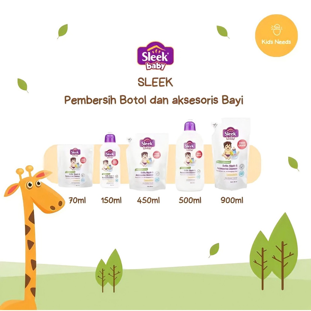 SLEEK Baby Bottle Nipple and Baby Accessories Cleanser (70ml, 150ml, 450ml, 500ml, 900ml) - Sabun Pencuci Botol Susu Bayi