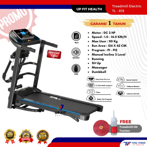 Treadmill Elektrik Treadmill Listrik Treadmill Multifungsi Treadmill Murah TL 619 Alat Cardio Total 
