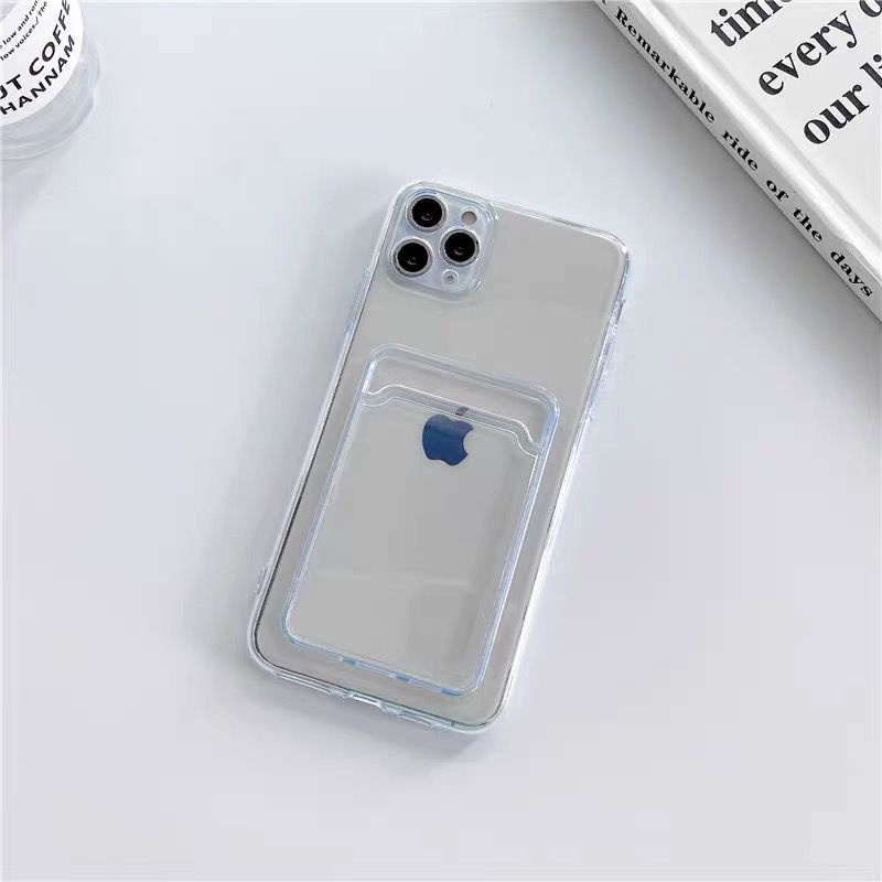 SOFT CASE + SLOT CARD IPHONE 13 PROMAX 13 PRO 12 PRO 12 11 PROMAX 11 SOFT CLEAR TRANSPARANT DENGAN TEMPAT KARTU