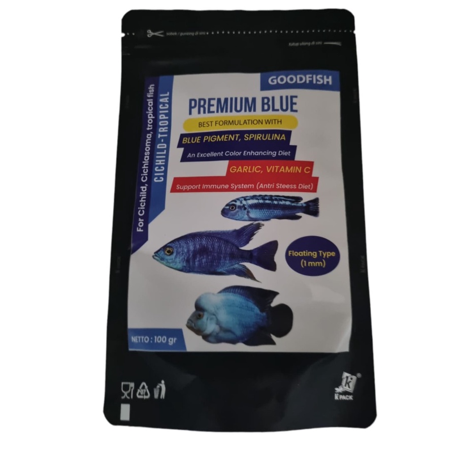 GOODFISH PREMIUM BLUE CHICLID TROPICAL 100 GRAM PELET PREMIUM BLUE