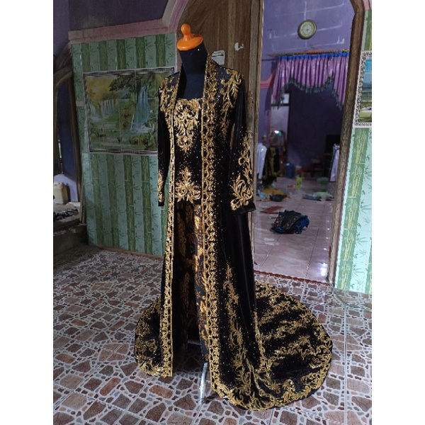 kebaya bludru kutubaru full payet jepang/kebaya bludru kutubaru mewah/kebaya bludru pengantin modern