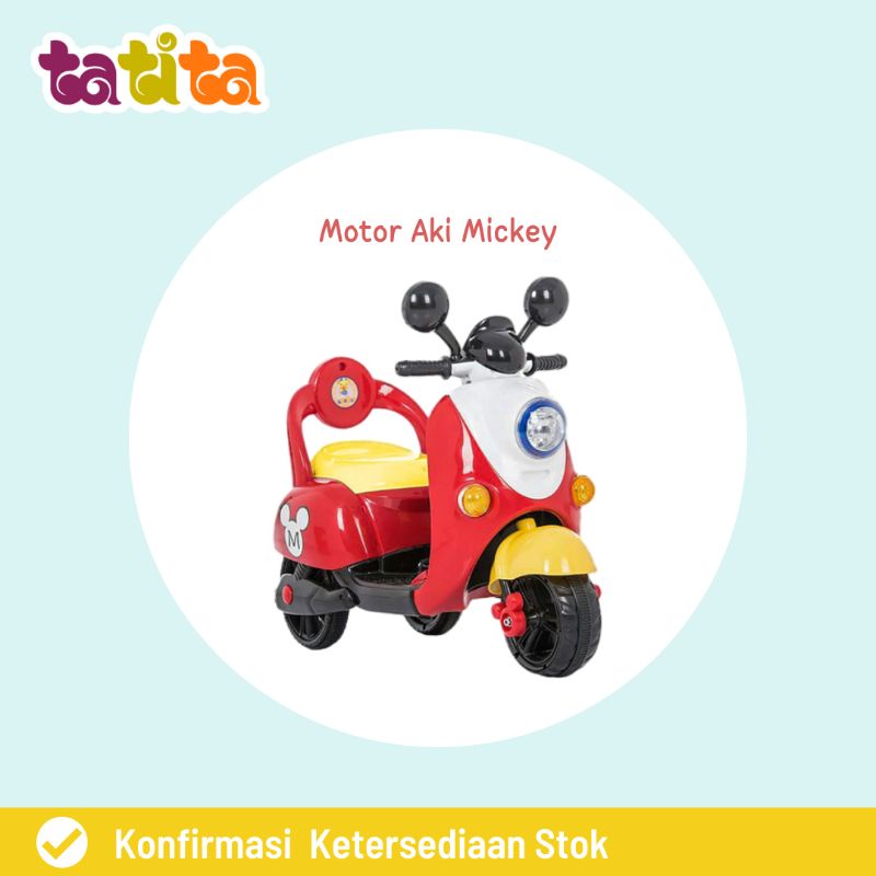 Sewa Mainan Aki Anak Termurah Motor Pliko Mickey (merah)