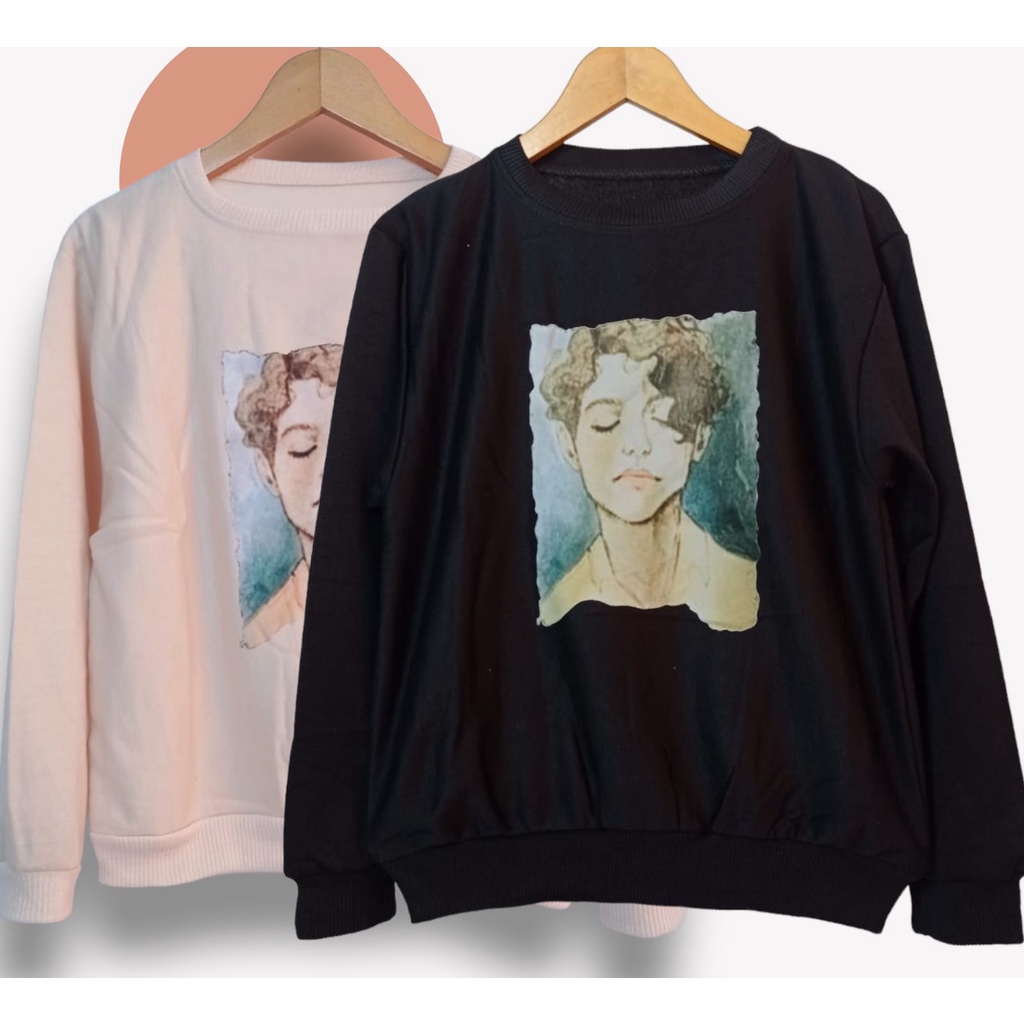 Sweater Crewneck Basic Girl Atasan Wanita