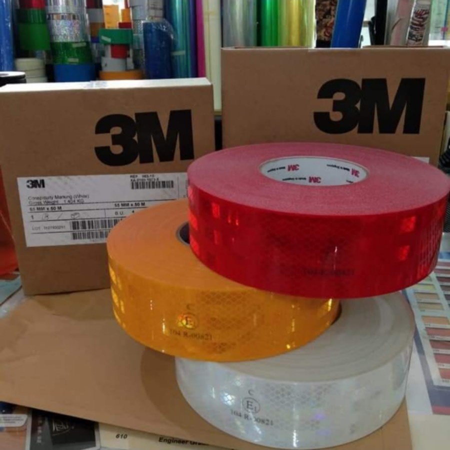 

Original Stiker Reflektor Tape 3M 2 inch x 50M Mobil Truk Merah Kuning Putih 50 Meter