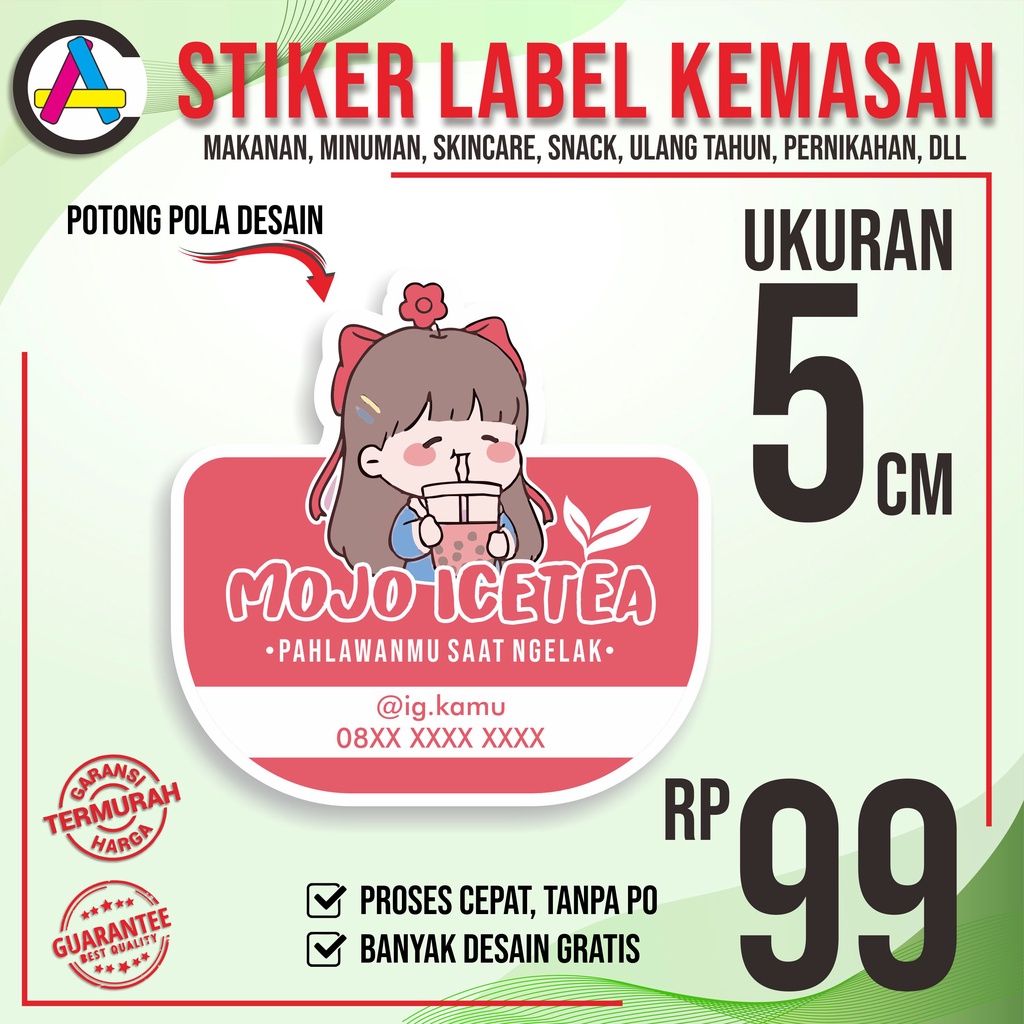 

Stiker label nama 5 cm kemasan makanan minuman skincare ulang tahun mudah free desain