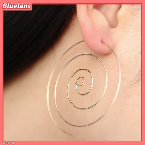 Anting Bentuk Spiral Bulat Lapis Emas Perak Untuk Wanita