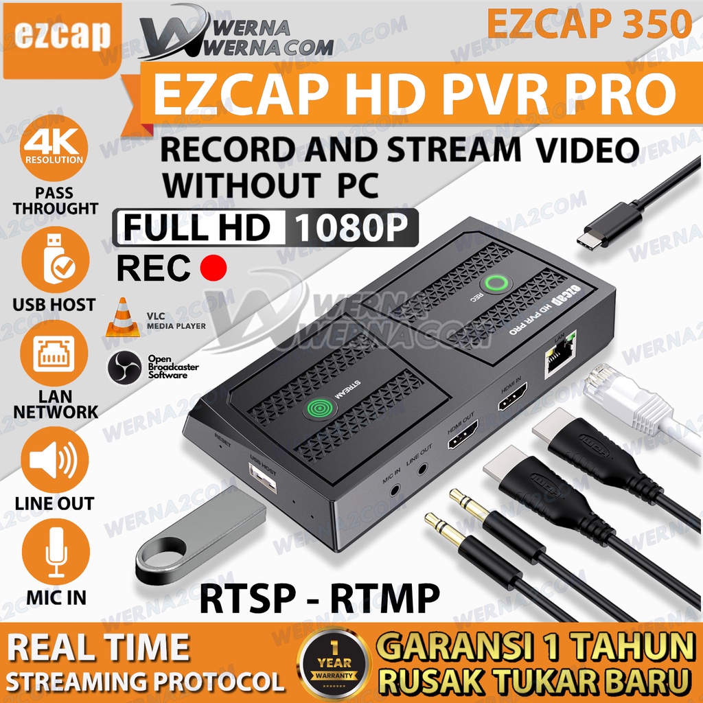 EZCAP 350 HD PVR Pro video Capture, UVC video streaming with HDMI Loop-Out Support RTMP & RTSP / EZC