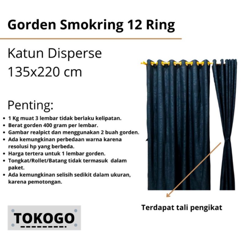 Gorden Smokering 12 Lubang Polos Embos Polosan Murah Aneka Warna Terlaris Bisa Cod