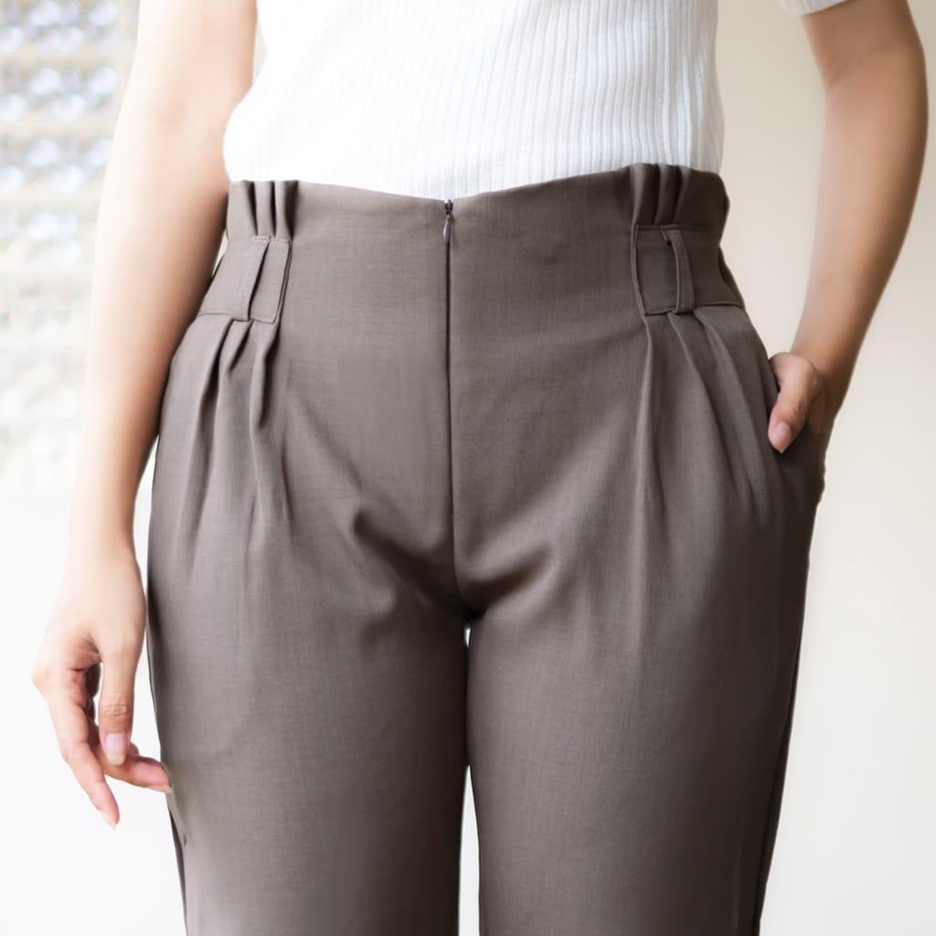 Celana Kerja Kantor Wanita Baggy Pants Highwaist Pinggang Karet Terbaru || Celana Kerja Wanita Highwaist Pinggang Rempel Karet Sleting Depan