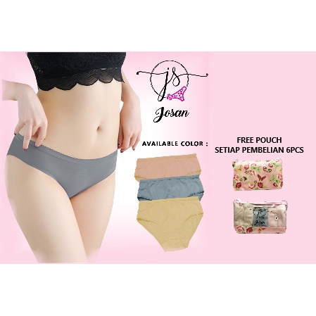 FREE POUCH Setiap Pembelian 6 Pcs Celana Dalam Wanita Polos/Celana Dalam Wanita Josan