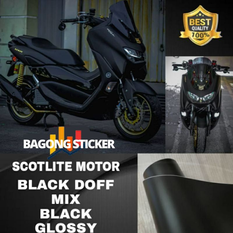 Jual Stiker Skotlet Motor Hitam Doff Scotlite Motor Hitam Glossy