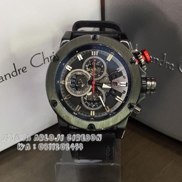 JAM TANGAN PRIA ALEXANDRE CHRISTIE 6491 MC BLACK ORIGINAL